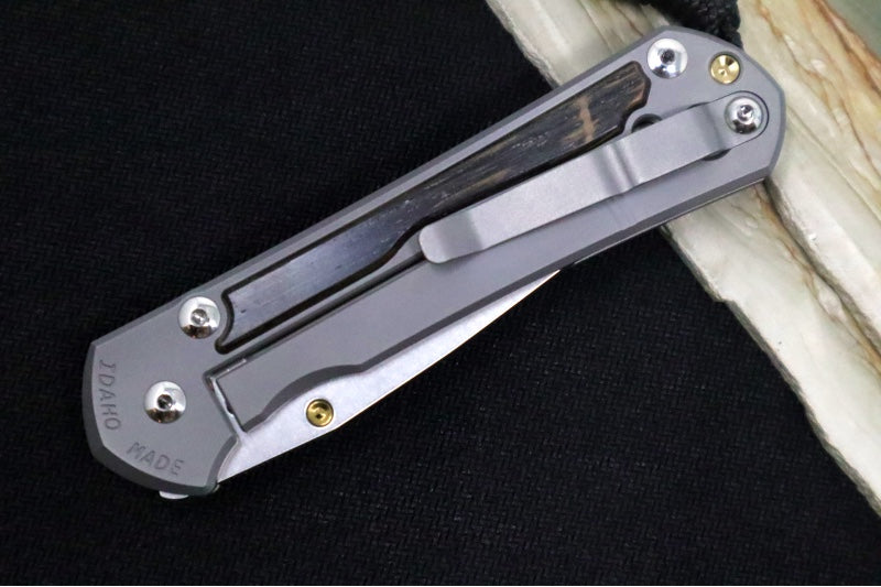 Chris Reeve Knives Large Sebenza 31 Left Handed - Drop Point Blade / Bog Oak Inlay L31-1101 (A1)