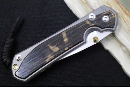 Chris Reeve Knives Large Sebenza 31 Left Handed - Drop Point Blade / Bog Oak Inlay L31-1101 (A2)