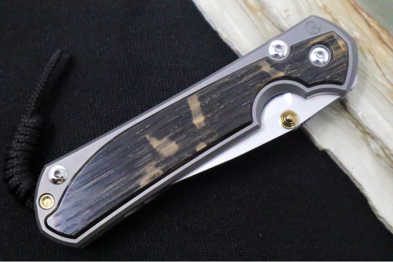 Chris Reeve Knives Large Sebenza 31 Left Handed - Drop Point Blade / Bog Oak Inlay L31-1101 (A2) - Northwest Knives