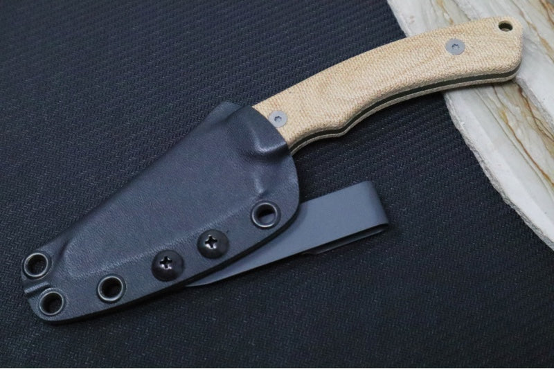 Tactile Knife Co Redhawk Fixed Blade - Natural Canvas Micarta Handle / CPM-Magnacut Steel / OD Green Cerakote Finish / Reverse Tanto Blade - Northwest Knives