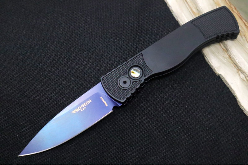 Pro Tech Tactical Response 2 Auto - Black Anodized Aluminum Handle / Textured Corners / Abalone Push Button / Sapphire PVD Coated Blade / CPM-Magnacut Steel TR203-SB
