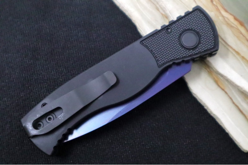 Pro Tech Tactical Response 2 Auto - Black Anodized Aluminum Handle / Textured Corners / Abalone Push Button / Sapphire PVD Coated Blade / CPM-Magnacut Steel TR203-SB
