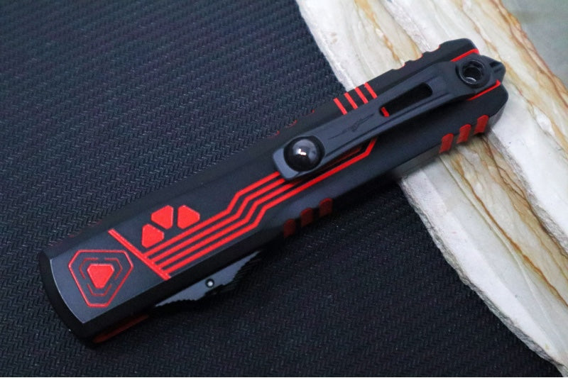 Microtech Ultratech Signature Series TRON Gen IV OTF - Black & Red Finish / Dagger Blade / Black & Red Anodized Aluminum Handle 11224-1RDROS - Northwest Knives
