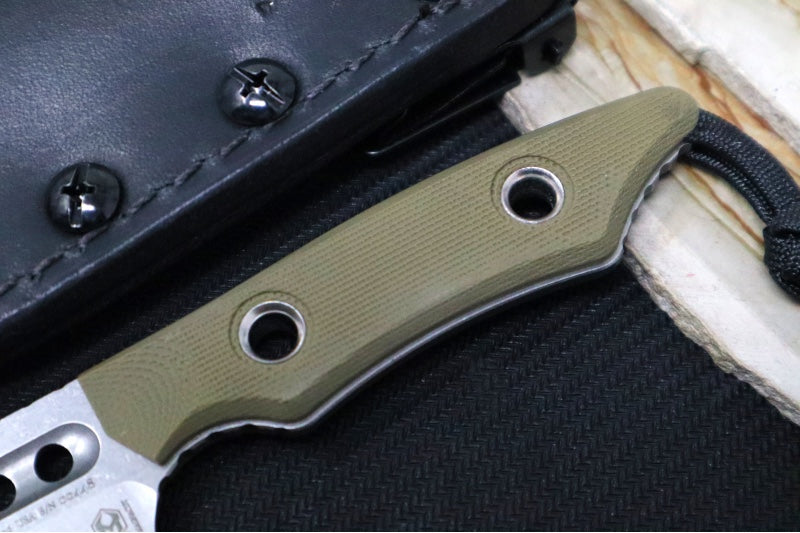 Heretic Knives Kobold Fixed Blade - Clip Point Blade / CPM-Magnacut Steel / Stonewash Finish / OD Green G-10 Handle H065-2A-OD-G10 - Northwest Knives