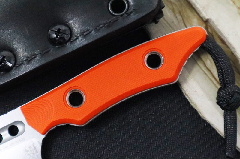 Heretic Knives Kobold Fixed Blade - Clip Point Blade / CPM-Magnacut Steel / Stonewash Finish / Orange G-10 Handle H065-2A-OG-G10 - Northwest Knives