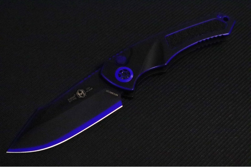 Heretic Knives Pariah Auto - Secret Cel Shading Finished Blade / CPM-Magancut Steel / Secret Blacklight Cel Shading Aluminum Handle & Black Grip Tape Inlays H047-CS-MVH048-CS-SC - Northwest Knives