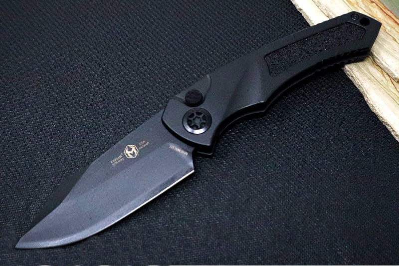 Heretic Knives Pariah Auto - Secret Cel Shading Finished Blade / CPM-Magancut Steel / Secret Blacklight Cel Shading Aluminum Handle & Black Grip Tape Inlays H047-CS-MVH048-CS-SC - Northwest Knives