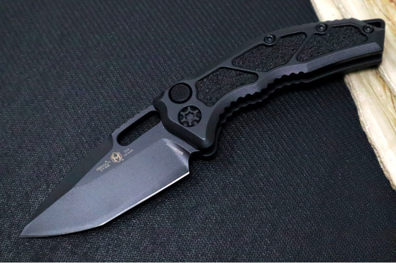 Heretic Knives Medusa Auto Limited Edition - Recurve Cerakoted & Hand Painted Blade / Secret Cel Shaded Cerakoted Aluminum Handle with Black Grip Inlays / CPM-Magnacut Steel H012-CS-SC - Northwest Knives