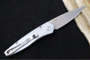 Pro Tech Newport Auto - Special Grey Anodized Aluminum Handle / 3D Wave Design / Mother of Pearl Push Button / Stonewashed Blade 3436-Grey - Northwest Knives