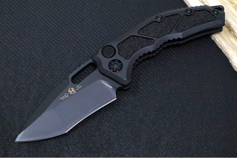 Heretic Knives Medusa Auto Limited Edition - Tanto Cerakoted & Hand Painted Blade / Secret Cel Shaded Cerakoted Aluminum Handle with Black Grip Inlays / CPM-Magnacut Steel H011-CS-SC - Northwest Knives