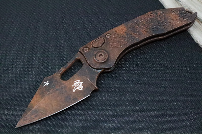 Microtech Stitch Auto Plague Outbreak - Wharncliffe Blade / Plague Outbreak Finish / Plague Outbreak Anodized Aluminum with Blood Splatter 169-1OBS 169-1PLOBS - Northwest Knives