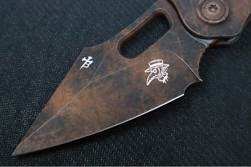 Microtech Stitch Auto Plague Outbreak - Wharncliffe Blade / Plague Outbreak Finish / Plague Outbreak Anodized Aluminum with Blood Splatter 169-1OBS 169-1PLOBS - Northwest Knives