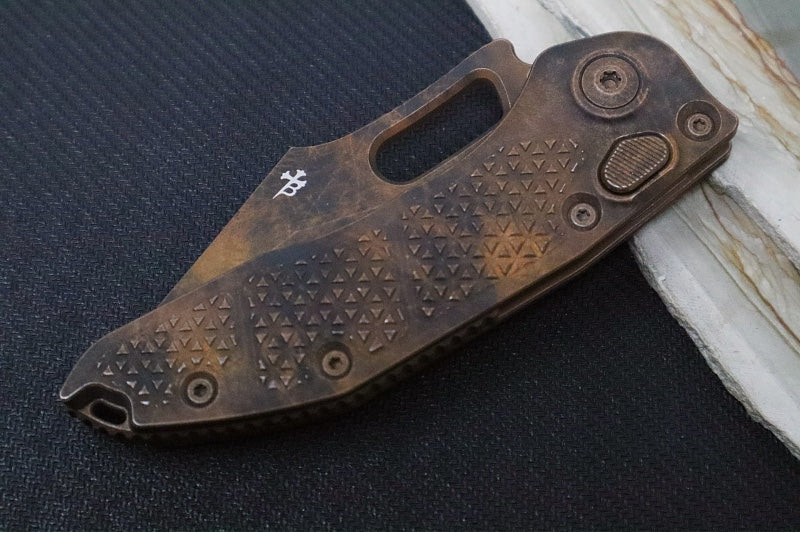 Microtech Stitch Auto Plague Outbreak - Wharncliffe Blade / Plague Outbreak Finish / Plague Outbreak Anodized Aluminum with Blood Splatter 169-1OBS 169-1PLOBS - Northwest Knives