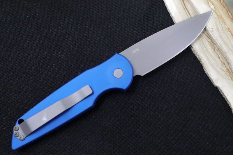 Pro Tech Tactical Response 3 Auto - Blue Anodized Aluminum Handle - Stonewash Blade TR-3-BLUE