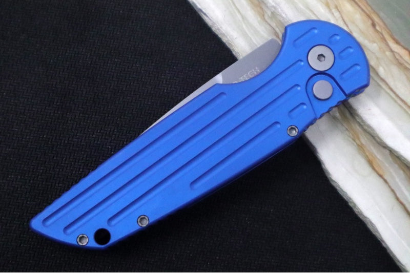 Pro Tech Tactical Response 3 Auto - Blue Anodized Aluminum Handle - Stonewash Blade TR-3-BLUE