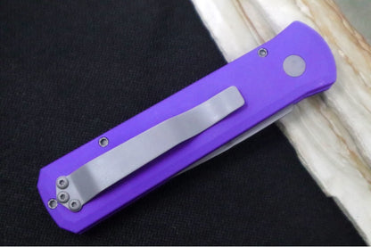 Pro Tech Godson Auto - Purple Anodized Aluminum Handle / Spear Point Blade / Bead Blasted Finish / 154-CM Steel 720-PURP