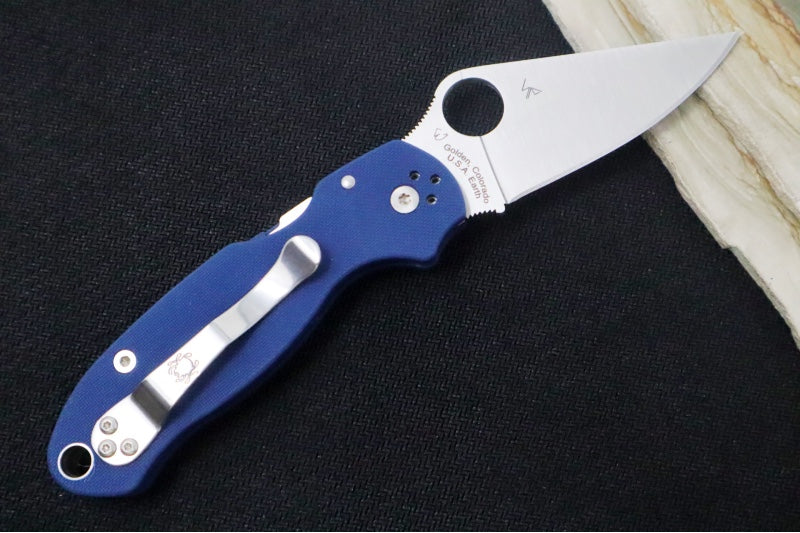 Spyderco Paramilitary 3 - Cobalt Blue G-10 / Satin SPY27 Blade C223GPCBL