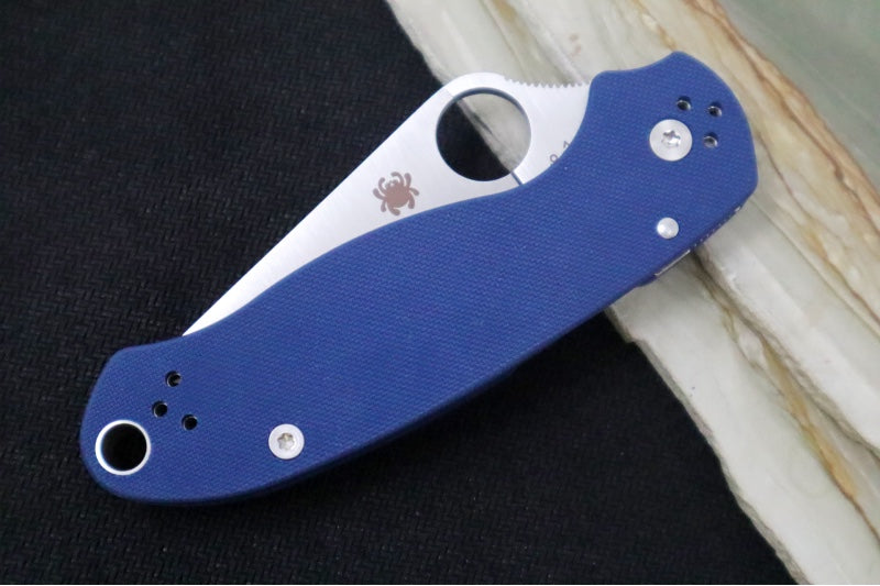 Spyderco Paramilitary 3 - Cobalt Blue G-10 / Satin SPY27 Blade C223GPCBL - Northwest Knives