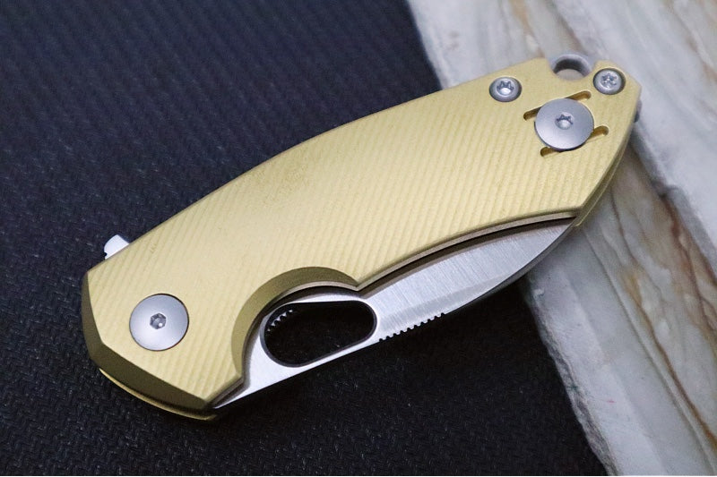 GiantMouse ACE Riv - Full Brass Handle / Stonewash Finish / CPM-Magnacut Steel - RIV-LL-BRASS - Northwest Knives