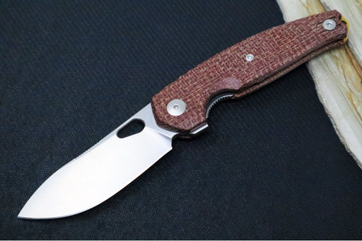 GiantMouse ACE Jagt - Brown Burlap Micarta Handle / Satin Finish / CPM-Magnacut Steel - JAGT-BURLAP-SATIN - Northwest Knives