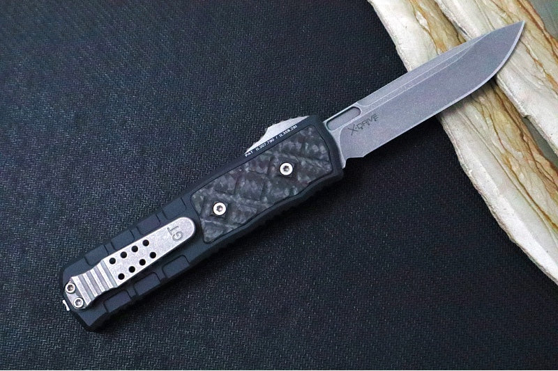 Guardian Tactical APEX OTF - Black Anodized Aluminum & Carbon Fiber Handle / CPM-MagnaMax Steel / Stonewashed Finish / Single Edge Blade 152511 - Northwest Knives
