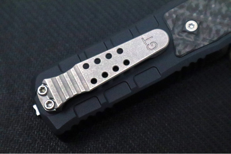 Guardian Tactical APEX OTF - Black Anodized Aluminum & Carbon Fiber Handle / CPM-MagnaMax Steel / Stonewashed Finish / Single Edge Blade with Serrations 152512 - Northwest Knives