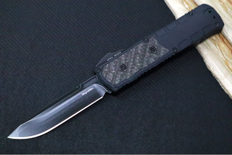 Guardian Tactical APEX OTF - Black Anodized Aluminum & Carbon Fiber Handle / CPM-MagnaMax Steel / Dark Stonewashed Finish / Single Edge Blade 152611 - Northwest Knives