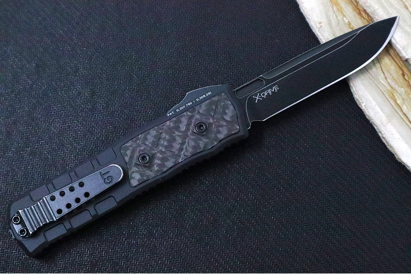 Guardian Tactical APEX OTF - Black Anodized Aluminum & Carbon Fiber Handle / CPM-MagnaMax Steel / Dark Stonewashed Finish / Single Edge Blade 152611 - Northwest Knives