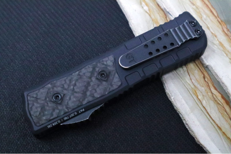Guardian Tactical APEX OTF - Black Anodized Aluminum & Carbon Fiber Handle / CPM-MagnaMax Steel / Dark Stonewashed Finish / Single Edge Blade 152611 - Northwest Knives