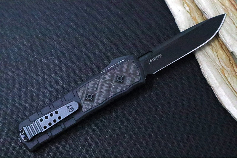 Guardian Tactical APEX OTF - Black Anodized Aluminum & Carbon Fiber Handle / CPM-MagnaMax Steel / Black Tactical Finish / Single Edge Blade 152111 - Northwest Knives