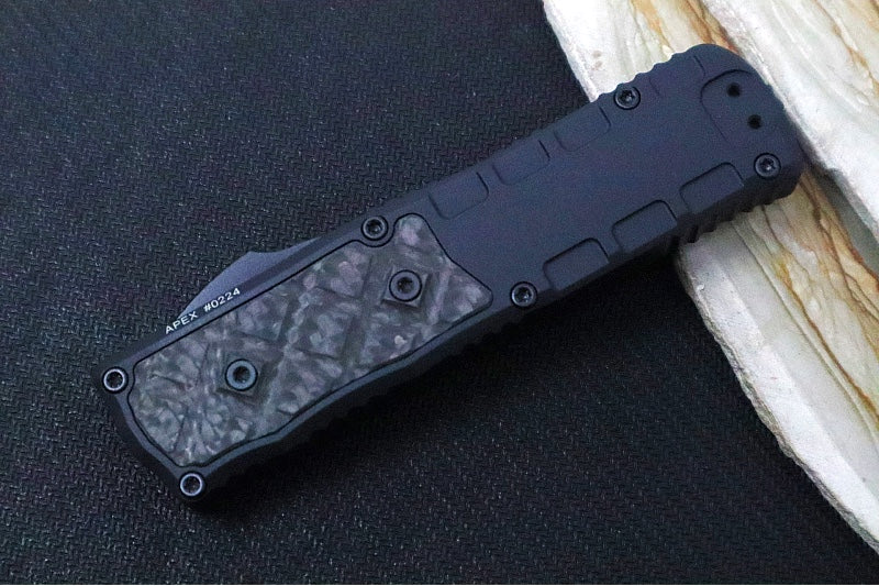 Guardian Tactical APEX OTF - Black Anodized Aluminum & Carbon Fiber Handle / CPM-MagnaMax Steel / Black Tactical Finish / Single Edge Blade with Serrations 152112 - Northwest Knives