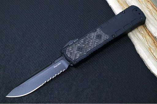 Guardian Tactical APEX OTF - Black Anodized Aluminum & Carbon Fiber Handle / CPM-MagnaMax Steel / Black Tactical Finish / Single Edge Blade with Serrations 152112 - Northwest Knives
