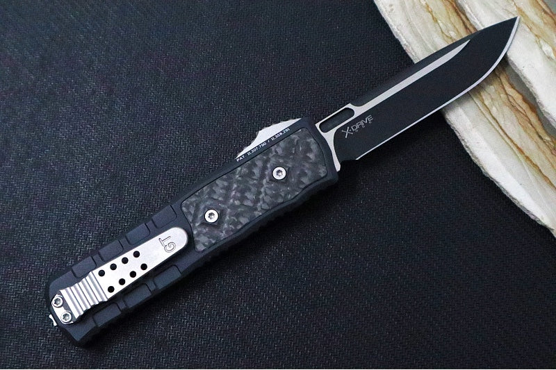 Guardian Tactical APEX OTF - Black Anodized Aluminum & Carbon Fiber Handle / CPM-MagnaMax Steel / Two Tone Black Finish / Single Edge Blade 152211 - Northwest Knives