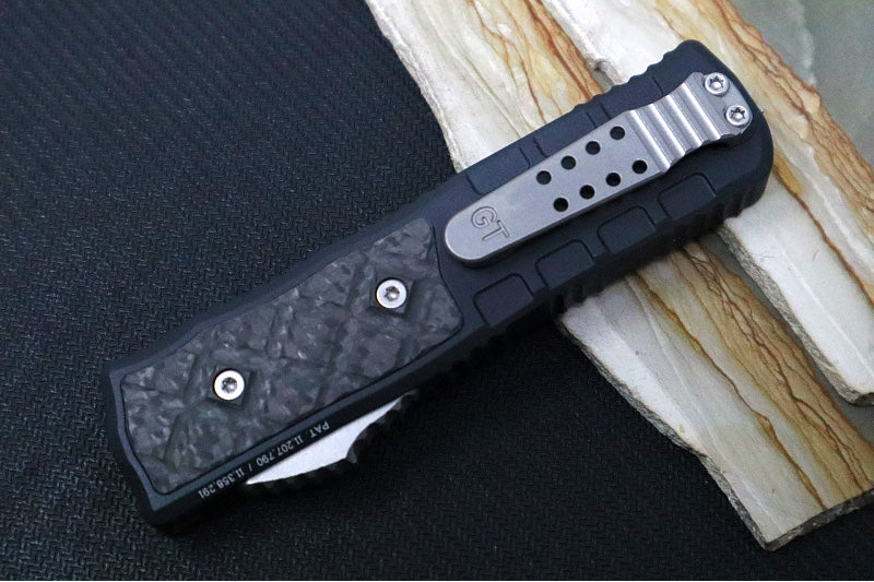 Guardian Tactical APEX OTF - Black Anodized Aluminum & Carbon Fiber Handle / CPM-MagnaMax Steel / Two Tone Black Finish / Single Edge Blade 152211 - Northwest Knives