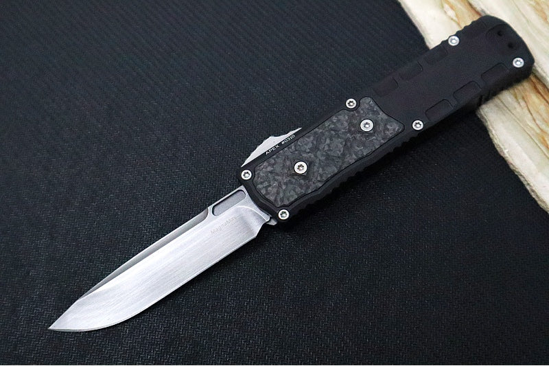 Guardian Tactical APEX OTF - Black Anodized Aluminum & Carbon Fiber Handle / CPM-MagnaMax Steel / Gunmetal Finish / Single Edge Blade 152811 - Northwest Knives