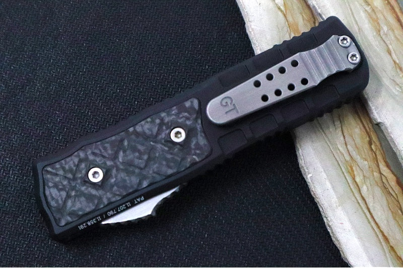 Guardian Tactical APEX OTF - Black Anodized Aluminum & Carbon Fiber Handle / CPM-MagnaMax Steel / Gunmetal Finish / Single Edge Blade 152811 - Northwest Knives