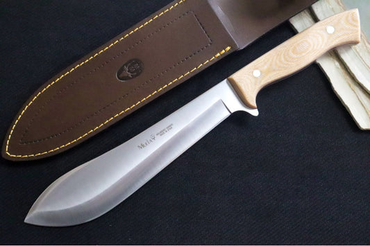 Muela Knives Machete-D Fixed Blade - Brown Micarta Handle / X50CrMoV15 Stainless Blade / Leather Sheath