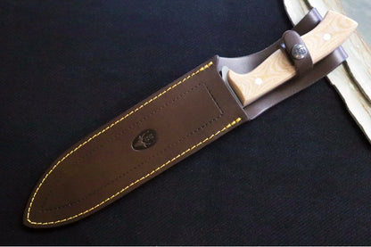 Muela Knives Machete-D Fixed Blade - Brown Micarta Handle / X50CrMoV15 Stainless Blade / Leather Sheath