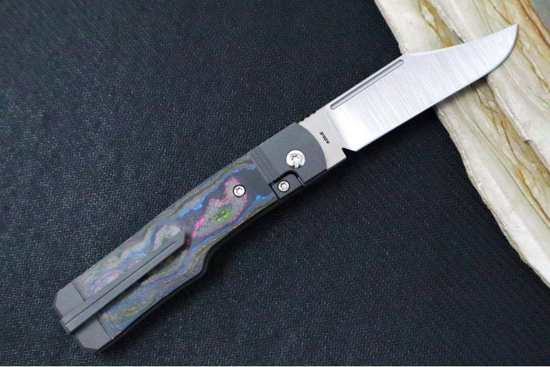 Jack Wolf Knives Gunslinger Jack Slip Joint - CamoCarbon 80s Handle / Titanium Liners & Bolsters / CPM-S90V Steel - Northwest Knives