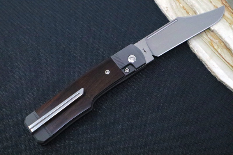 Jack Wolf Knives Gunslinger Jack Slip Joint - Ebony Wood Handle / Titanium Liners & Bolsters / CPM-S90V Steel - Northwest Knives