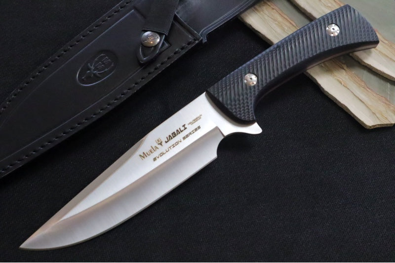 Muela Knives Jabali-17M Fixed Blade - Black Micarta Handle / X50CrMoV15 Stainless Blade / Leather Sheath