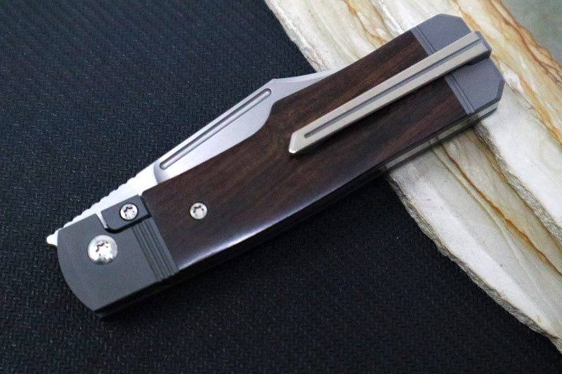 Jack Wolf Knives Gunslinger Jack Slip Joint - Ebony Wood Handle / Titanium Liners & Bolsters / CPM-S90V Steel - Northwest Knives