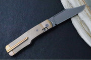 Jack Wolf Knives Gunslinger Jack Slip Joint - Green Linen Micarta Handle / Bronzed Titanium Liners & Bolsters / CPM-S90V Steel - Northwest Knives