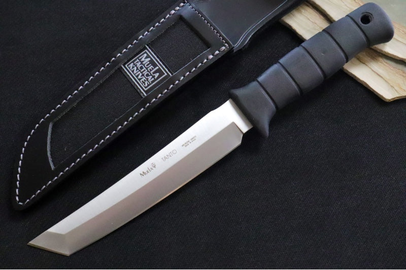 Muela Knives Tanto-19W Fixed Blade - Black Rubber Handle / X50CrMoV15 Stainless Blade / Leather & Nylon Sheath - Northwest Knives