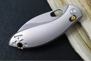 GiantMouse GM13 Folder  - Orange Peel Full Titanium Handle Scales / Stonewashed Finish / CPM-S90V Steel / Hawkbill Blade GM13 - Northwest Knives