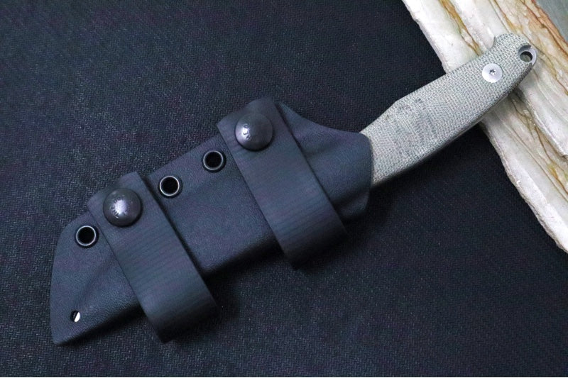 GiantMouse GMF2 Fixed Blade - Full Tang with Green Micarta Handle Scales / Stonewashed Finish / Bohler N690 Steel / Drop Point Blade - Northwest Knives