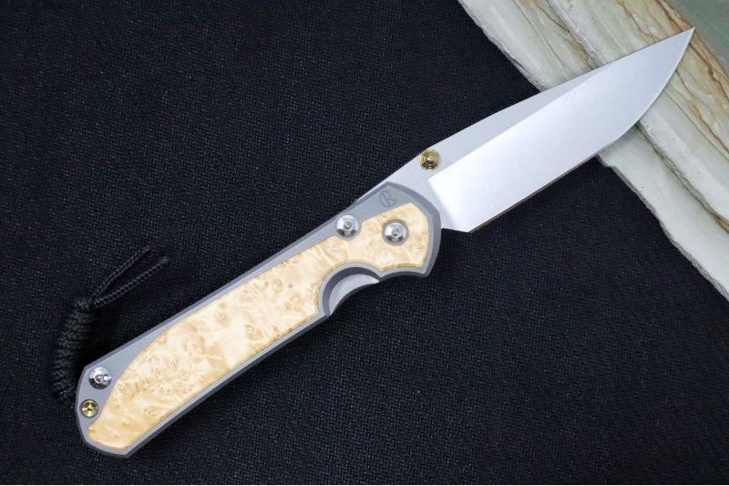 Chris Reeve Large Sebenza 31 LEFT HAND - Drop Point Blade / Box Elder Inlay / CPM-Magnacut (A1) L31-1109