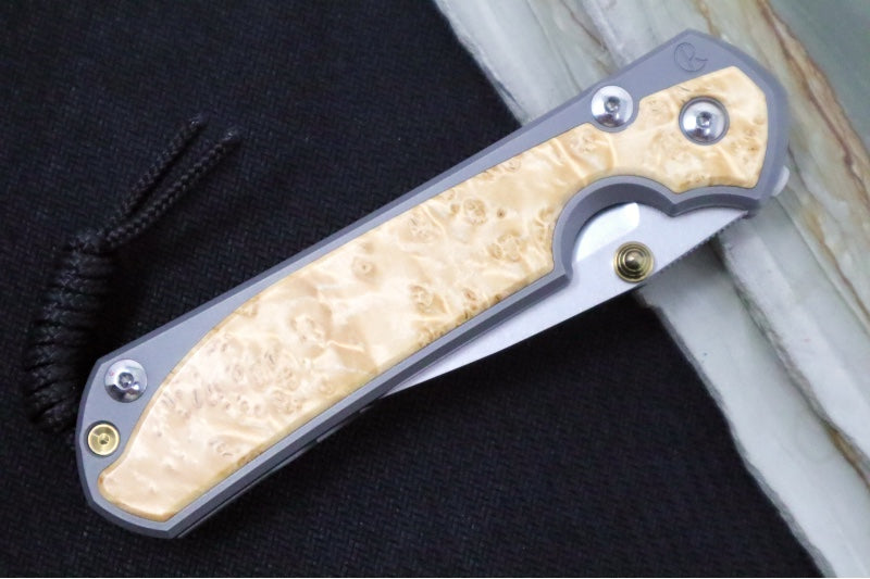 Chris Reeve Large Sebenza 31 LEFT HAND - Drop Point Blade / Box Elder Inlay / CPM-Magnacut (A1) L31-1109