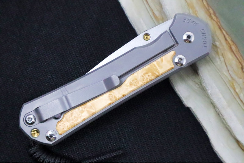 Chris Reeve Large Sebenza 31 LEFT HAND - Drop Point Blade / Box Elder Inlay / CPM-Magnacut (A1) L31-1109 - Northwest Knives