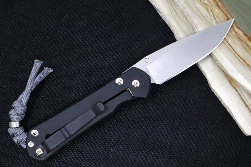 Chris Reeve Knives Small Sebenza 31 NWK Exclusive - Drop Point Blade / CPM-Magnacut Steel / Armor Black Cerakote Handle / Grey Lanyard S31-1734
